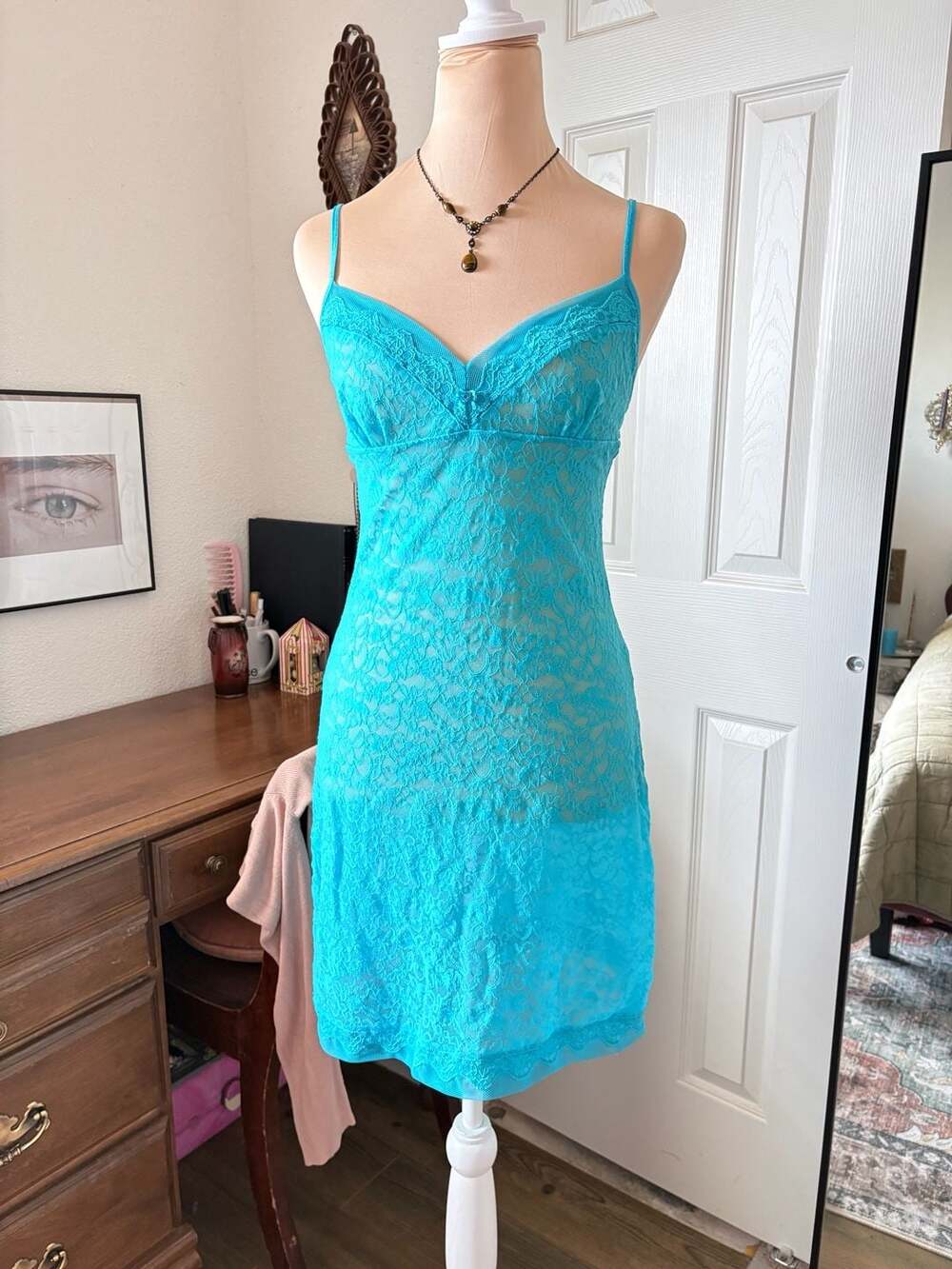 Victoria's Secret Lace Slip Dress in Gorgeous Turquoise